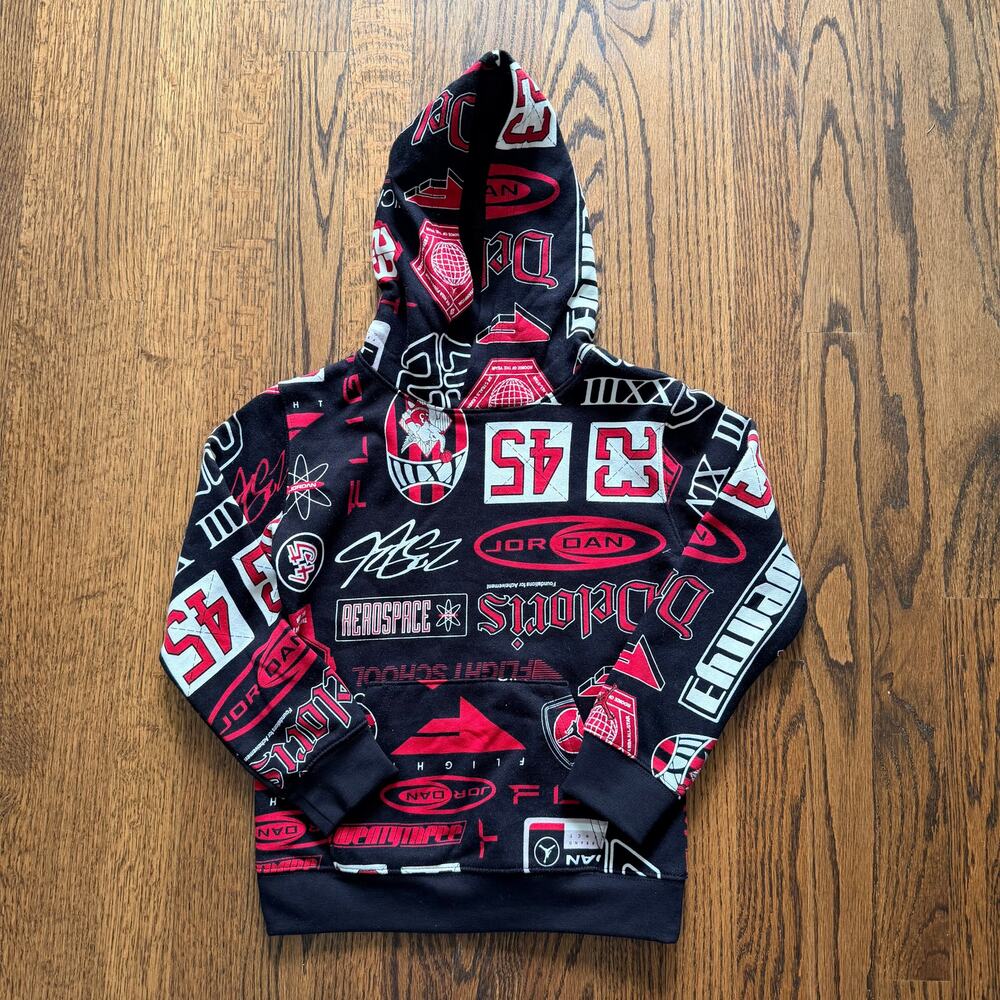 New Boy's Air Jordan Essentials Printed Pullover Hoodie Sweatshirt- 5-6